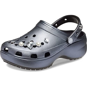 卡骆驰(crocs)女士经典珍珠金属平底洞洞鞋 黑色 9【图片 价格 品牌