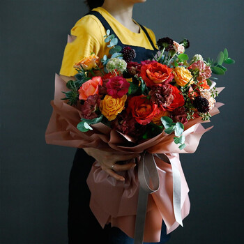 满味园鲜花速递同城配送金辉玫瑰法式复古风混搭花束生日礼物送女友