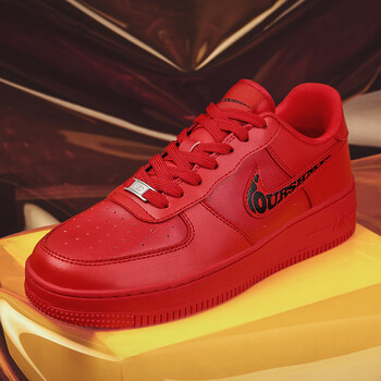 今年新款红色鞋子对钩网红同款全红色aj板鞋打钩新年大红色运动鞋