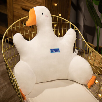 丝媛新款熊猫抱枕卡通腰枕腰垫椅子大白鹅腰靠枕靠背床头靠垫毛绒玩具 大鹅腰靠（55*45CM） 40*50CM