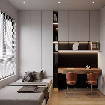 上海佐拉丽全屋定制榻榻米卧室床衣柜一体书桌小户型爱格板家具 投影