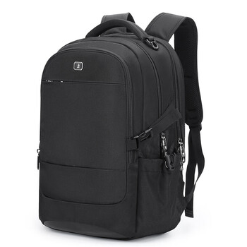 稻草人MEXICAN双肩包男15.6英寸大容量笔记本电脑包商务休闲帆布背包91157黑色