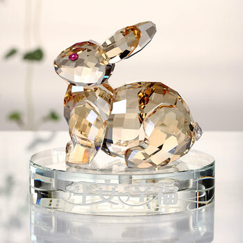 车内饰品摆件水晶十二生肖车载香水座用品车上装饰品 兔子(香槟金)