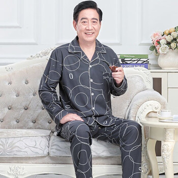 盖淘男士睡衣秋冬季长袖长裤加大码薄款中老年冬天青年家居服套装c2xl