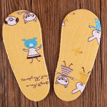 儿童鞋垫宝宝鞋垫纯棉可裁剪透气吸汗防臭手工婴儿棉布鞋垫男女童黄色