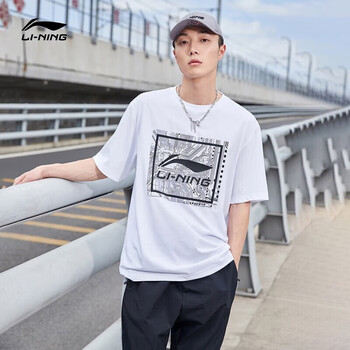 李宁短袖男短袖t恤男士衣服印花半袖运动服饰篮球体恤夏季棉质速干服