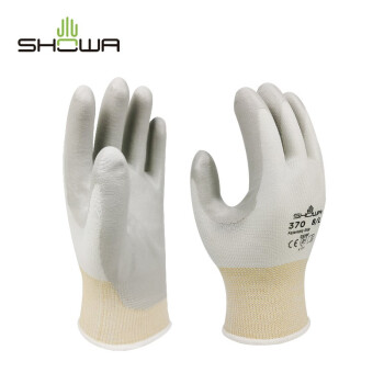 尚和手套(SHOWA) 丁腈涂层手套 涂掌手套 耐磨防滑工地劳保手套370 S码 灰色1双 300469