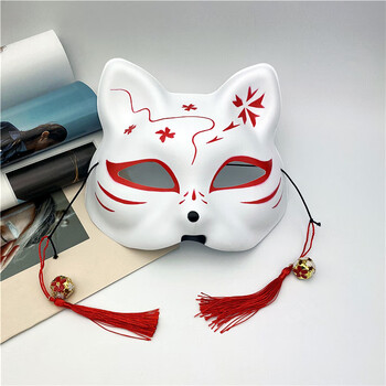 名桥抖音彩绘日式和风狐狸面具半脸古风汉服化妆舞会动漫猫脸狐妖面罩