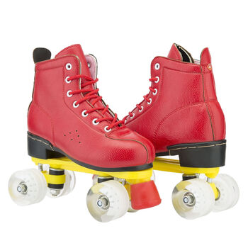 旱冰鞋成年男女双排轮 轮滑鞋四轮闪光溜冰场专用 红色 pu全闪光轮 41