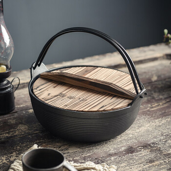 吊锅铁锅铸铁炖锅家用无涂层日式不粘锅老式生铁汤锅加厚日本汤锅寿喜