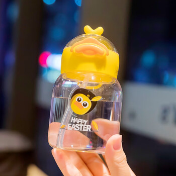 溥畔幼儿园水杯300ml小黄鸭吸管杯可爱儿童水瓶男夏季女孩水杯女生