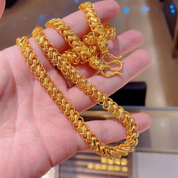 tlxt足金999黄金扁宽男士大方足金项链龙头链男士送爸爸爷爷生日礼物