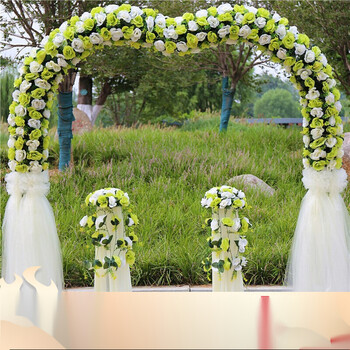 结婚花门绢花拱门婚庆拱形门婚礼花居壹生拱形白绿色白纱