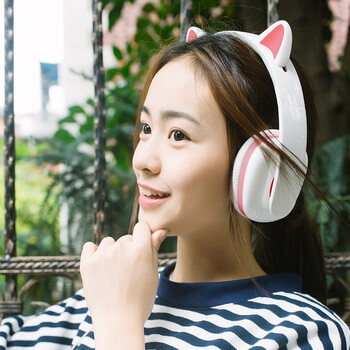 声氏moecen猫耳耳机头戴式无线有线蓝牙猫耳朵女生可爱萌学生带麦