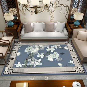 新中式地毯客厅沙发书房水晶绒地毯垫卧室床头床边毯家用满铺古风茶几