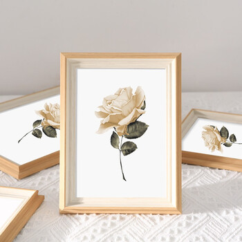 海报相片框照片墙像框木框架定制清新米黄10寸摆挂两用丨可放203253cm