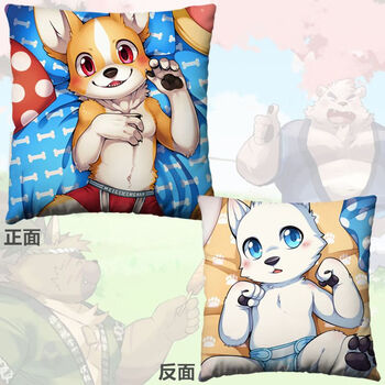 乐加酷腐大湿furry兽人抱枕柴犬肥胖狼狗老虎壮熊控靠垫大肚子动漫