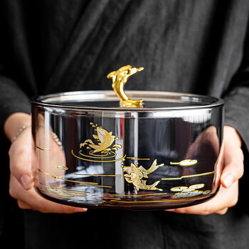 唐丰官方品牌旗舰创意玻璃茶洗带盖防尘家用办公轻奢功夫茶具收纳海豚