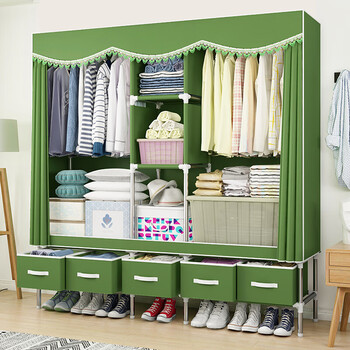 衣柜简易布衣柜简约现代经济型钢管加粗加固组装布艺钢架衣橱zd定制