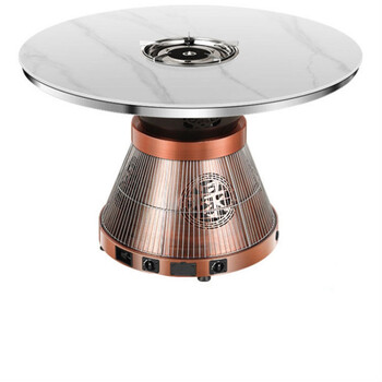 日式电暖桌气电两用电取暖桌天然气烤火桌多功能圆形岩板电暖餐桌燃气