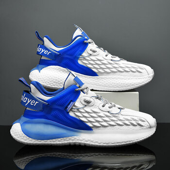 aj跑鞋男飞织网面男鞋夏季透气椰子克莱因蓝爆米花减震软底运动潮鞋