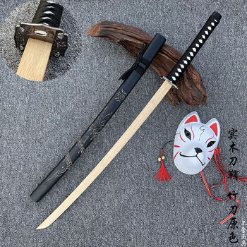 居合道练习jkco武士东洋儿童动漫未龙魂实木刀鞘100cm竹制手工原色刃