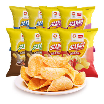 盼盼艾比利薯片膨化办公休闲零食品小吃艾比利薯片60g8随机口味