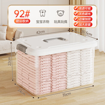 稻草熊收纳箱加厚家用透明大号医药书本整理箱衣物被子储物箱抗压医药箱 白透小号 42*31*22.5cm 加厚装 3个