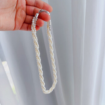 zmz珍珠编织麻花项链女轻奢小众法式短款锁骨链2023新款感配饰品编花