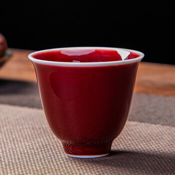 琦轩源 郎红主人杯单个陶瓷茶杯个人专用全手工高档功夫茶具品茗杯 郎
