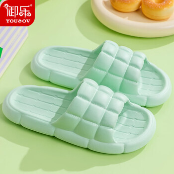 御乐凉拖鞋女夏季踩屎感软底室内外穿厚底休闲凉拖男YT2211绿色39-40