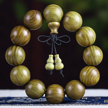 昙莲老山绿檀木手串佛珠檀香味高密沉水老料饰品情侣款念珠手持珠佛塔