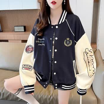 就叙春天外套女高中生棒球服棉服加绒加厚羊羔毛秋冬12岁大童15初中学