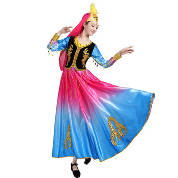 【现货闪发】新疆舞蹈演出服大摆裙 新疆演出服民族服装开场舞大摆裙