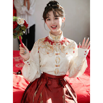 kthe红色马面裙新娘敬酒服套装秋新中式女装明制汉服婚服结婚订婚礼服