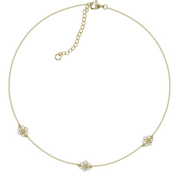 柠檬草贝珠小雏菊颈链女小清新金色锁骨链短链【图片