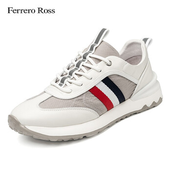 ferreroross意大利奢侈品牛皮配布男士时尚超轻休闲鞋运动鞋fr3808