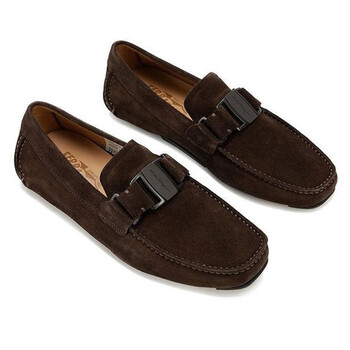 菲拉格慕ferragamo男鞋麂皮绒面平底休闲驾车豆豆鞋棕色0582693539码