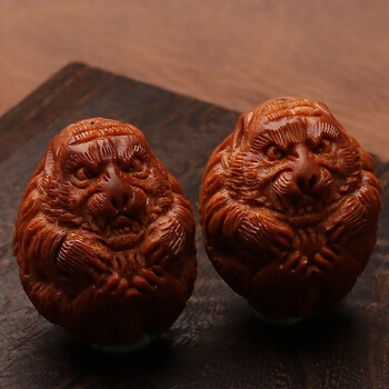 连湖帆大榄大手球老虎把件印尼大橄榄核雕刻文玩手把件手揉送母亲节