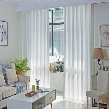 天琴家纺2022天丝绒雪纺窗帘窗纱透光不透人成品白纱阳台纱隔断免打孔