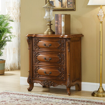 实木斗柜储物柜美式乡村风格收纳柜家用小户型卧室首饰珠宝柜三斗柜a