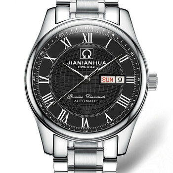 嘉年华carnival手表男士机械表全自动防水镂空时尚潮钢带一件本色黑面