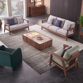 实木沙发 组合沙发  布艺沙发 三人位沙发 南美柚木布艺沙发(双人位)