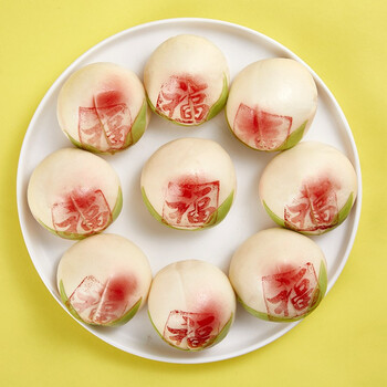 寿盈门寿桃馒头蛋糕长辈送礼传统过寿祝寿点心花饽饽送礼寿桃礼盒大寿