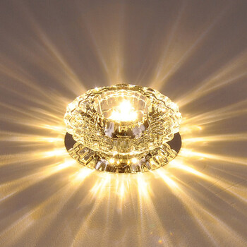 led客厅射灯筒灯天花灯嵌入式牛眼灯水晶七彩过道灯走廊灯玄关灯3w