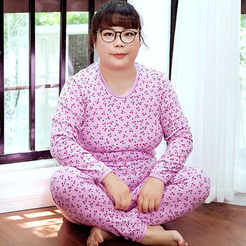人胖子打底大码秋衣秋裤套装女冬季纯棉秋衣内穿200斤少女薄款大号