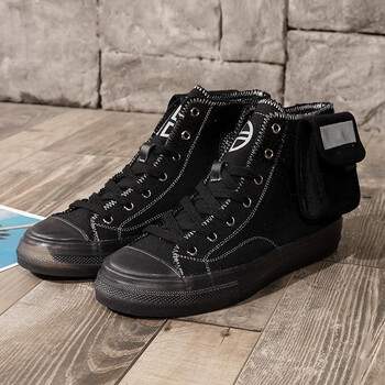 高帮帆布鞋男2021年春季新款韩版百搭潮流小白鞋青花瓷鞋子男潮鞋