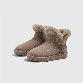 东北可爱毛毛雪地靴女式真皮冬季月子鞋中筒靴保暖兔毛雪地棉批发