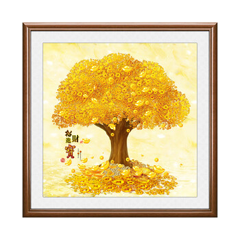 客厅挂画财源广进客厅装饰画摇钱树正方形风水画玄关a进宝4545厘米
