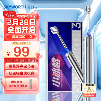 创维小冰棍电动牙刷 高效清洁护龈 轻巧便携情侣款送男士礼物 冰川银 BG31